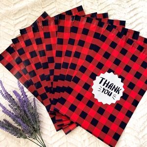 20-pack 10”x13” Red Gingham Thank You Polymailers